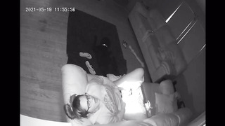 Nanny Caught Wanking on Sofa with Wifey Hitachi Covert Web Cam