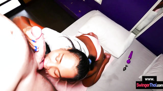 Fledgling Thai teenie Tuk wedged anal invasion doggie after slurping penis and ballsack