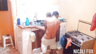 My wifey left, I slurped the maid in the kitchen (Leo ogre)