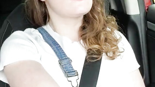 Nerdy Country Gal Touches Herself in her Van