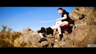 DOMTHENATION - Extraordinary face sitting on rocks with urinate gulping and lashing