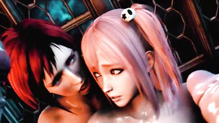 Honey with hefty, rock hard boobs is yelling while getting romped by a monster, in the basement