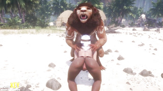 Huge-Chested mega-bitch Breeds with Wooly on the beach - Phat Man Rod Monster - THREE DIMENSIONAL Porno Crazy Life