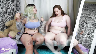 Round damsels are being highly mischievous in front of the camera, in the late afternoon