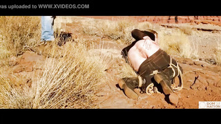 Xxl-arse blondie gets her bung cropped, then gets rock-hard rectal fuck-fest in mess and urinate -- a real SADISM & MASOCHISM sesh outdoors in the Wester (Rebel Rhyder)