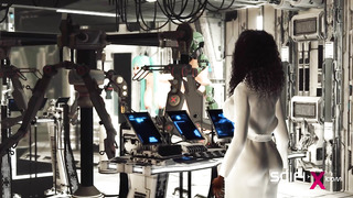 SCIFI-X - Fuck-Fest in a spaceship. Space buxom female in handcuffs gets pummeled rigid by bang-out robot in the lab