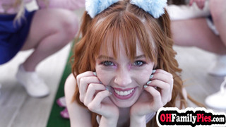 Petite teens played with balls and stick