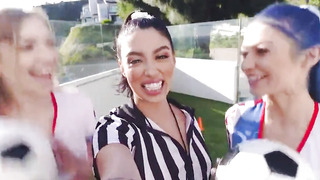 fit teens share a big cock in orgy