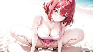 Passionate Crimson-Haired Hottie's Seaside Plow: From Getting down on all fours Gargle to Numerous Pop-shots Inwards