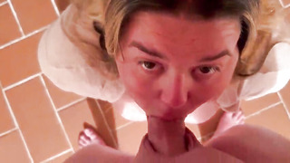 Jizz on tongue then fumbles in slit