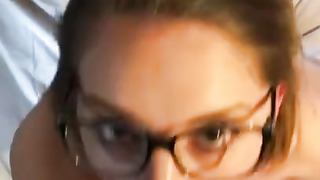 Puny Blond Takes a Fat Pop-Shot to her Wondrous Glasses