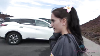 Smallish teenage black-haired, Brooke Haze luvs to fumble her cooch in the van and urinate a bit